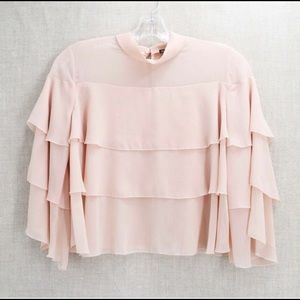 Pale Pink Zara Ruffle Blouse